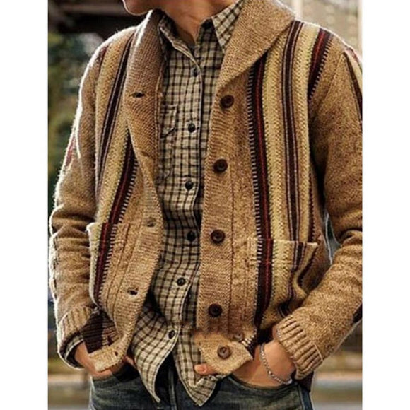 Men V-Neck Button Warm Knitted Slim Fit Sweater