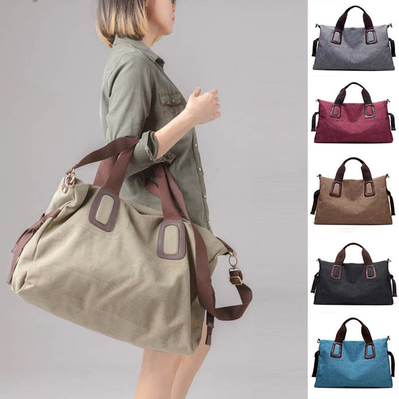 Bag - Women's Large Pocket Casual Canvas Handbag