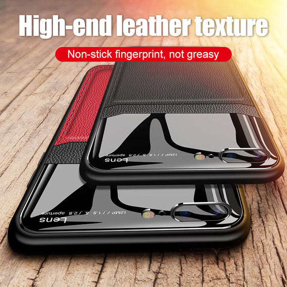 Luxury Retro PU Leather Mirror Glass Silicone Shockproof Cover Case For iPhone X XR XS MAX 8 7 6S 6/Plus