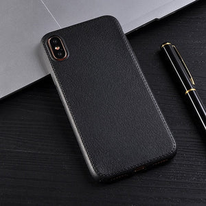 Phone Case - Litchi Pattern PU Leather Phone Case For iPhone X