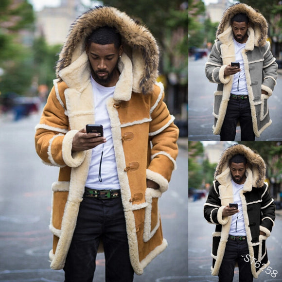 Faux Fur Coat Men Winter Fashion Leather Coat