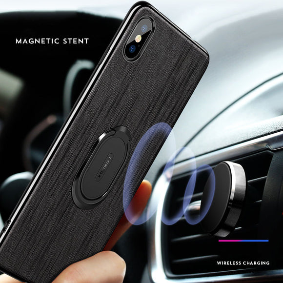 Phone Case - Ultra Thin Car Bracket Ring Magnetic Cloth Phone Case for iPhone X XS XR XS Max