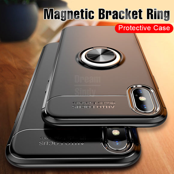 Phone Case - Luxury Car Bracket Ring Magnetic TPU Protective Case for iPhone X XR XS Max