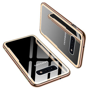 Plating Clear Tempered Glass Hard Case for Samsung Galaxy S10 Plus S10 S10e S8 S9 Plus Note 9 8