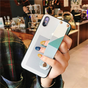 Luxury Simple Pattern Wristband Soft Case For iphone 6 6s 7 8 Plus X XS MAX XR