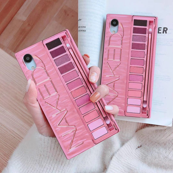 Luxury mesh red makeup eye shadow box Naked Case For iPhone