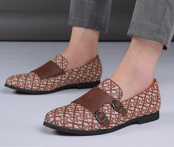 British Fashion Printing Monk Strap Shoes