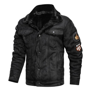 Thick Warm Fleece Leather Jacket Coat