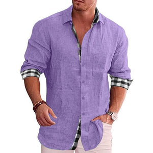 Men Fashion Linen Shirts Clothing Single-breasted Tops