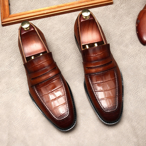 Men Genuine Leather Slip On Business Wedding Shoe