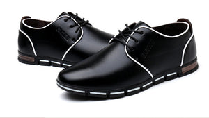 Men's Casual Lace-Up Leather Flats Shoes