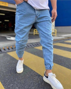 Men Jeans Casual Summer Elastic Waist Jeans