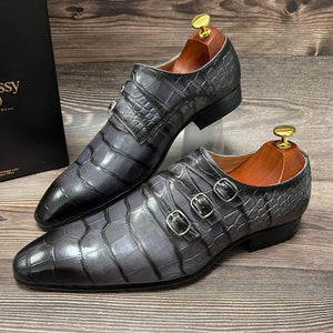Crocodile Print Wedding Party Office Genuine Leather Shoes