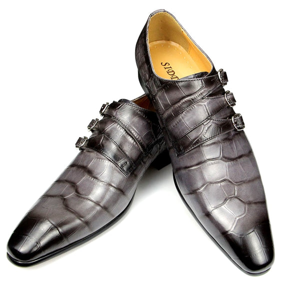 Crocodile Print Wedding Party Office Genuine Leather Shoes