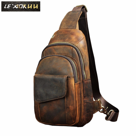 Original Crazy Horse Leather Chest Shoulder Bags