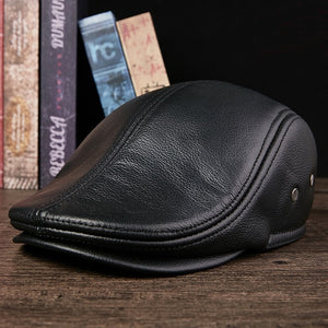 Men Outdoor Genuine Leather Warm Protect Ear Hat