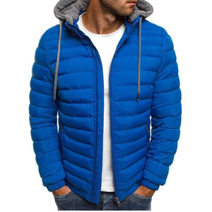 Men Winter Parkas Fashion Solid Hooded Cotton Coat