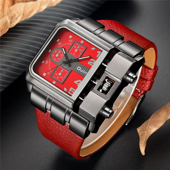 Luxury Wide Leather Strap Watch