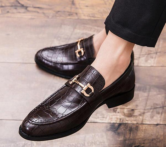 Men Crocodile Leather Casual Business Shoes
