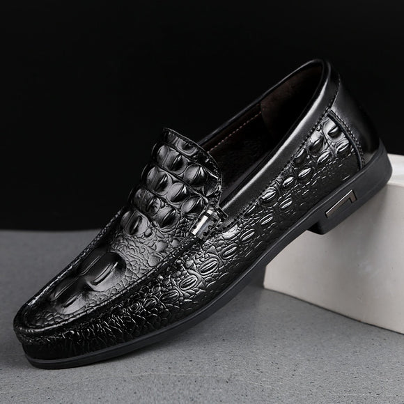New Arrival Casual Alligator Design Men's Leather Slip On Shoes