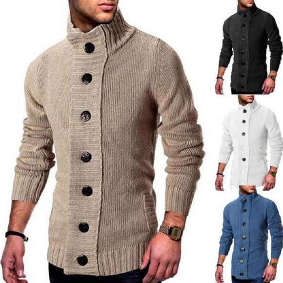 2021 casual Slim Solid Cardigan Men Sweater