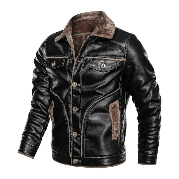 Mens Autumn Winter Thick Leather Jackets