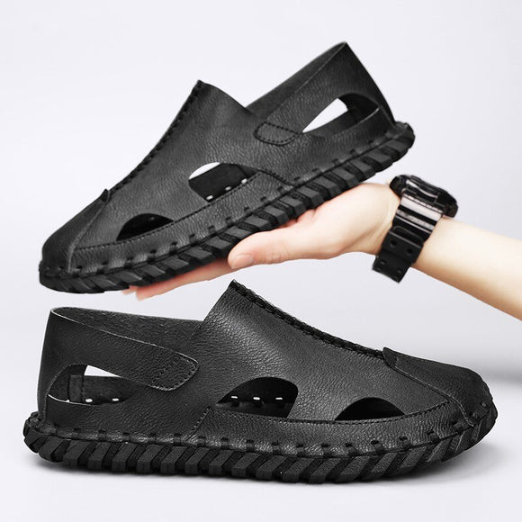 Mens Sandals Summer Fashion Leather Male Casual Shoes