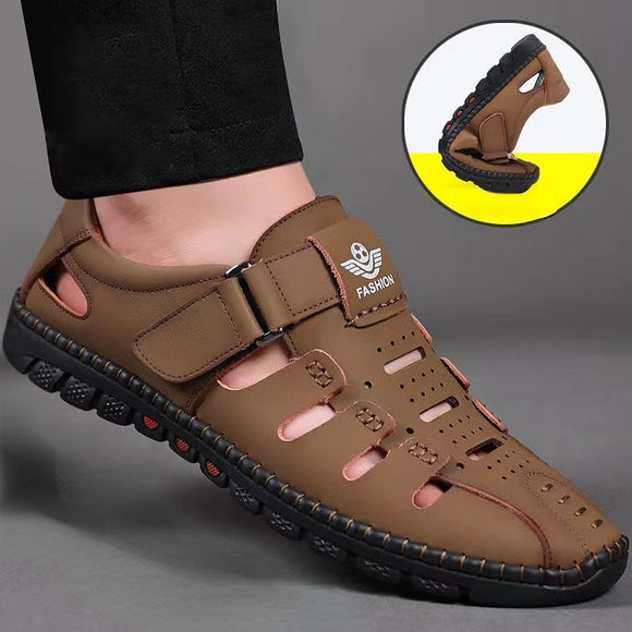 Mens Summer Sandals For Beach Pu Leather Shoes