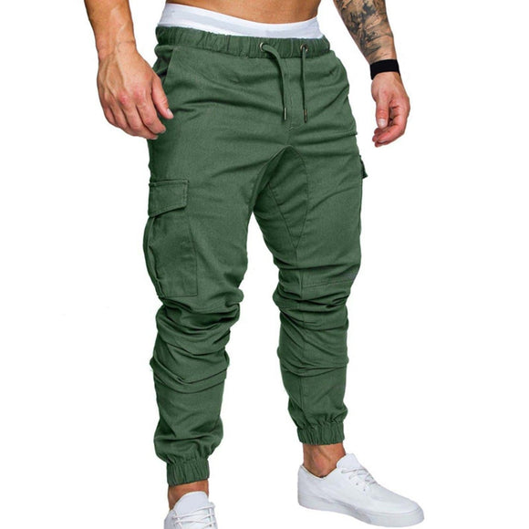 New Casual Solid Pockets Mid Waist Trousers