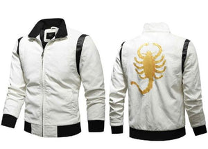 New Fashion Back Scorpion Embroidered Leather Jacket
