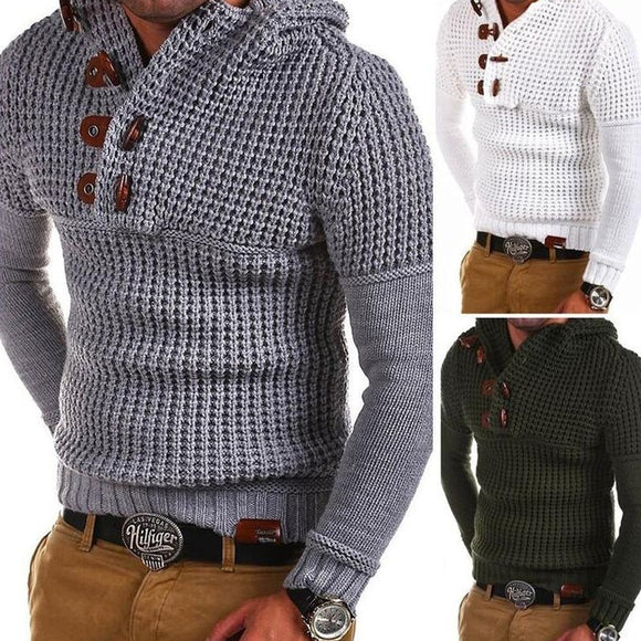 New Knit Sweater Men Autumn Winter Fashion Solid Mens Sweaters