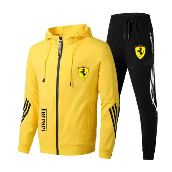 New Men's Track Suits Hooded Jacket + Pants