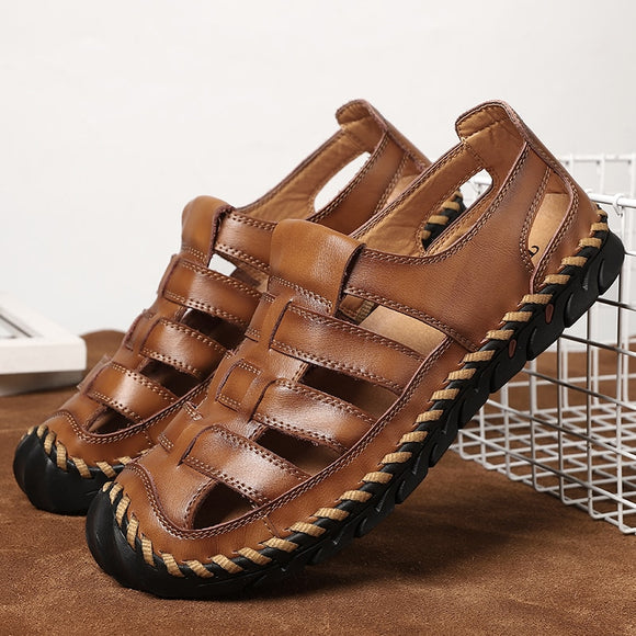 New Summer Male Genuine Leather Sandals