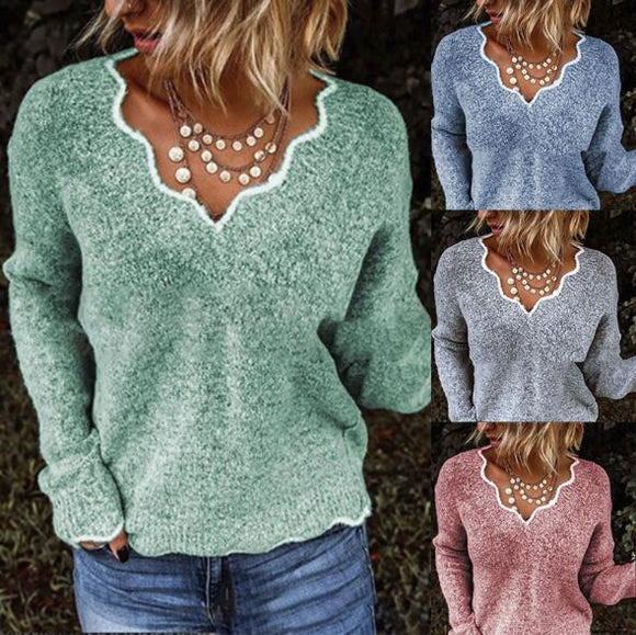 Knitted Sweater V-Neck Sweater