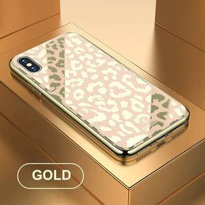 Phone Accessories - New Plating Glass Leopard Print Case for iPhone X XS MAX XR