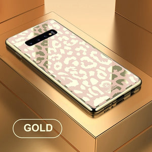 Phone Case - Plating Glass Leopard Print Case For Samsung Galaxy S9 S10 Plus S10e