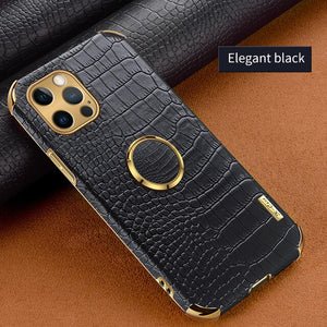 Plating Crocodile Texture Leather case For iPhone