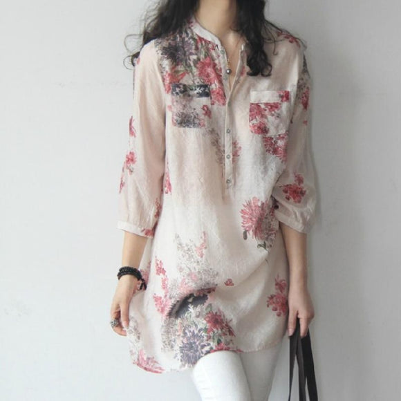 Women Floral Printing Blouse Tops