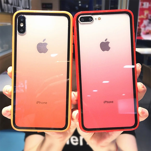 Phone Accessories - Gradient Color Clear Tempered Glass Case For iPhone X XS XR XS Max