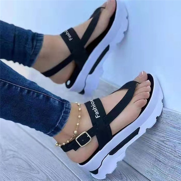 Fashion Flip-flops Sandals Platform Solid Color Flats