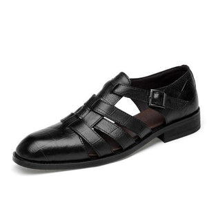 Men Genuine Leather Handmade Classic Solid Buckle Dress Shoes
