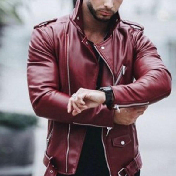 Men Stand Collar Leather Jackets