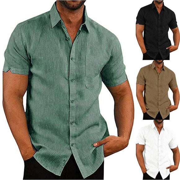 Summer New Lapel Solid Men Shirt