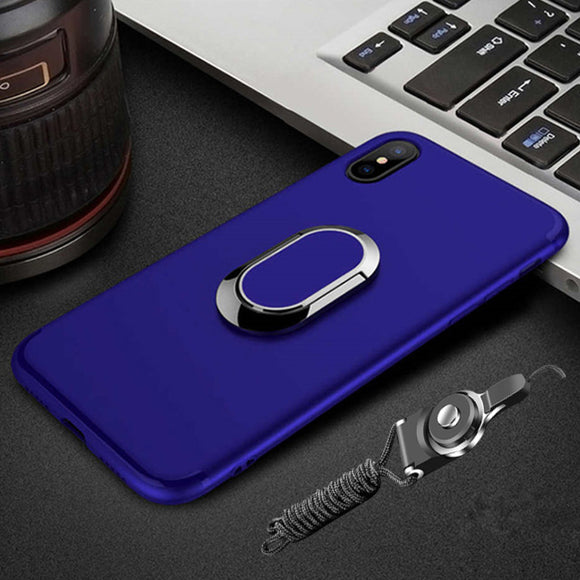 Luxury 3D Ultra-Thin Protective Magnetic Ring Kickstand Case for iPhone +Magnetic Ring Holder +Strap