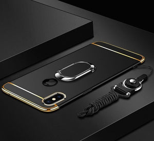 Case & Strap - Ultra Thin Plating Hard PC Ring Lanyard Case For iphone 11/11Pro/11 Pro Max/X XS MAX XR 6 6S 7 8 Plus