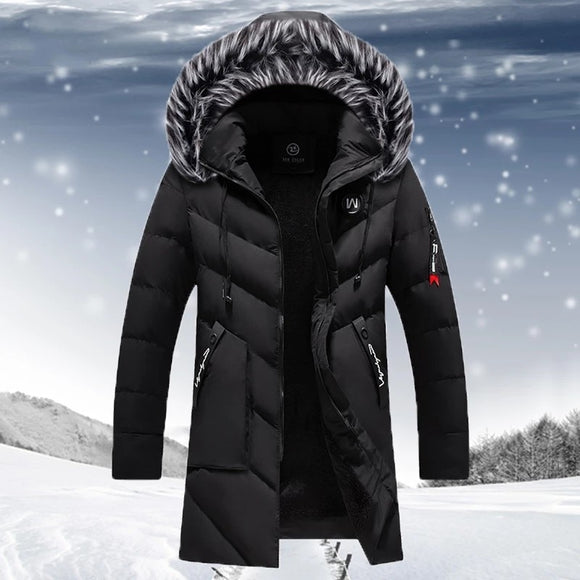 2021 Fashion Fur Hooded Male Parka Jacket