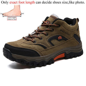 Winter Men Outdoor Leather Plush Hiking Shoes