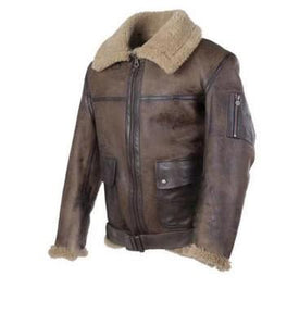 Winter Mens Lamb Wool Lined Leather Jacket