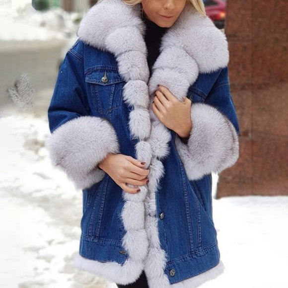 Winter New Women Thick Denim Jacket