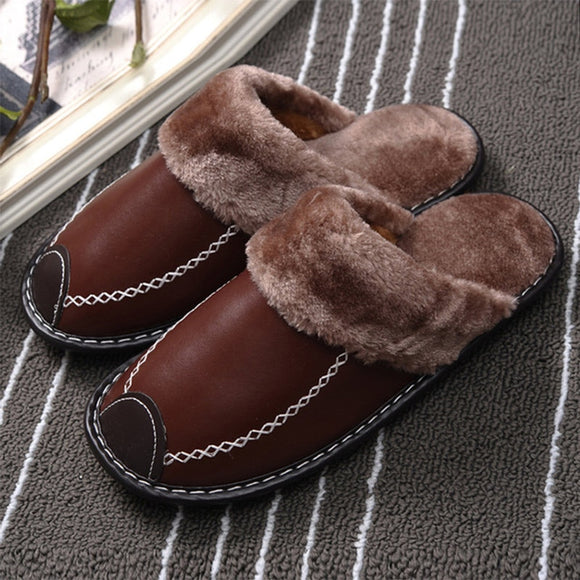 Genuine Leather Warm Slippers